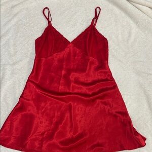 Babydoll Satin Slip Dress with Lace Detailing